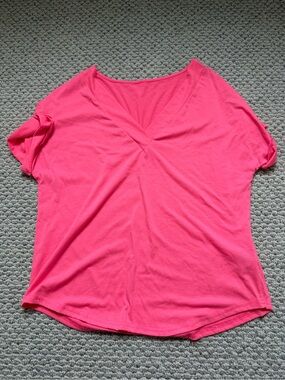 SHEIN Hot Pink V-Neck Short Sleeve Top